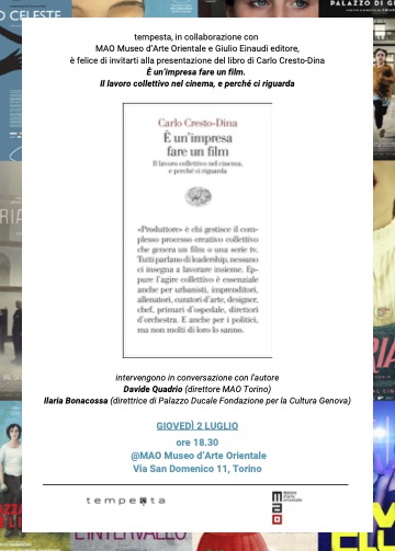 “È un’impresa fare un film” di Carlo Cresto-Dina il 2 luglio al MAO di Torino