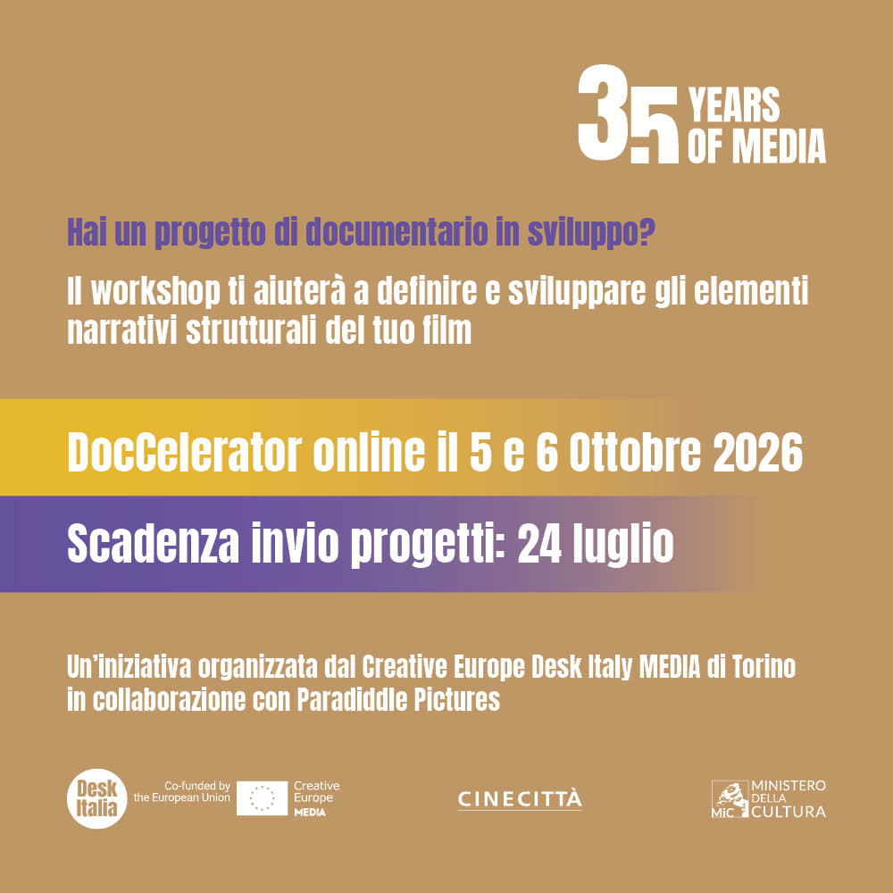 DocCelerator: workshop online per lo sviluppo di documentari organizzato da Creative Europe Desk Italy MEDIA