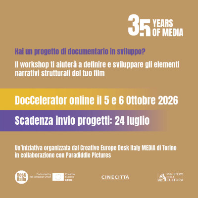 DocCelerator: workshop online per lo sviluppo di documentari organizzato da Creative Europe Desk Italy MEDIA